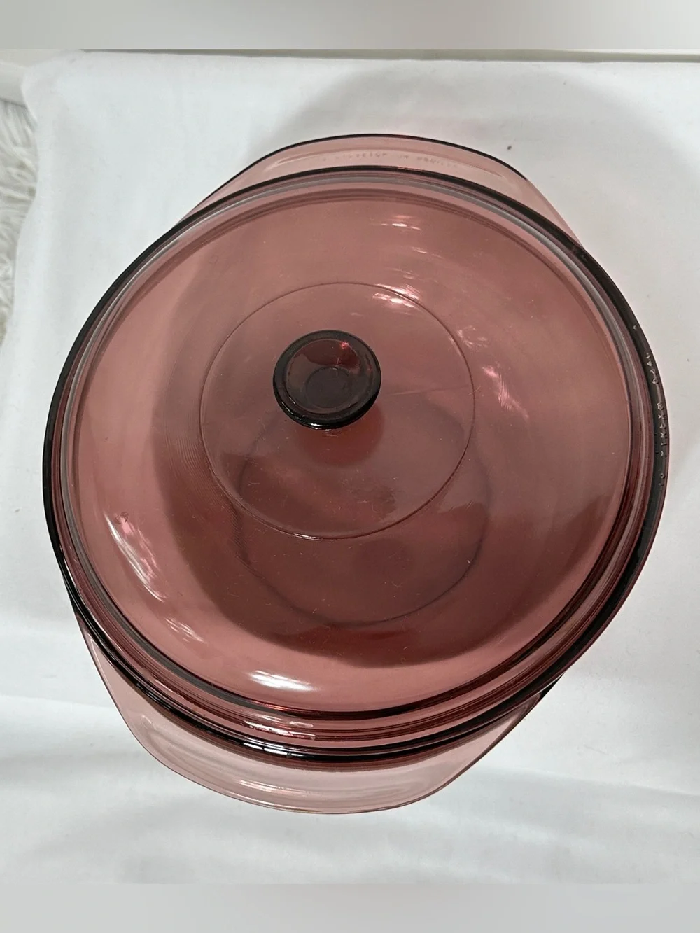 Pyrex 2 Qt Casserole Dish 024 w Lid Cranberry Purple Vintage Glass Made In USA